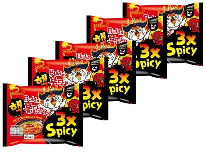 Samyang Ramen 3x Spicy 5er Pack - Asia Instant Nudeln 5x 140g Buldak Ramen