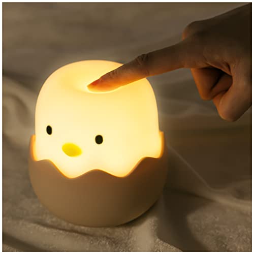 UNEEDE Cute Night Light for Kids, Kawaii Chicken Lamp for Bedroom Decor, Silicone Cute Lamp for Baby Girls, Rechargeable Squishy Lamp with Touch Control for Teen Toddler Children Women Gift - Chicken