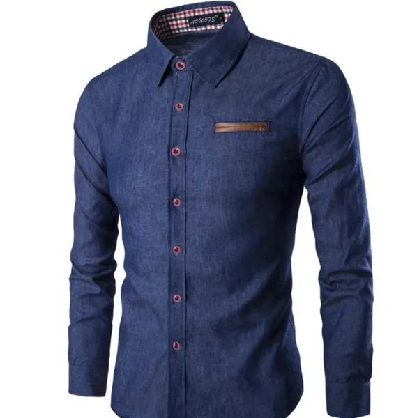 Mens Slim Fit Denim Shirt - Navy / L