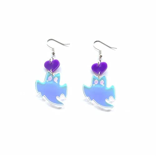 Candy Color Heart Funny Cute Horror Color Changing Ghost Acrylic Earrings Crying Cat Lovely Halloween Dangle Earrings