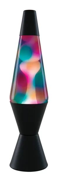 Lamp 2700 Lava, 14.5-inches, White Wax, Clear Liquid, Graffiti Globe, and Black Base