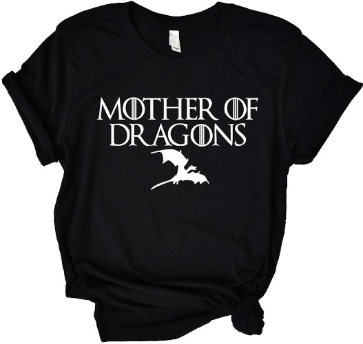 ANRevelinCN Unisex Cotton Round Neck Short Sleeved T-Shirts Mother of Dragons T-Shirts Game of Thrones - Black X-Small