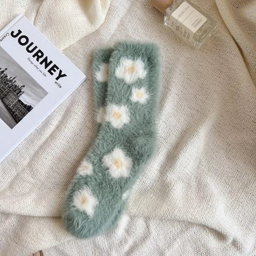 Cozy Colorful Fluffy Plush Tube Socks - 1pair-green / One Size