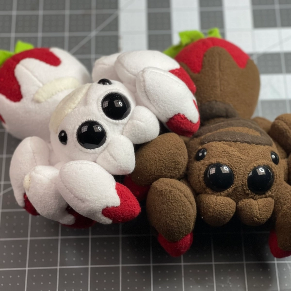 6” chocolate dipped strawberry spider plushie