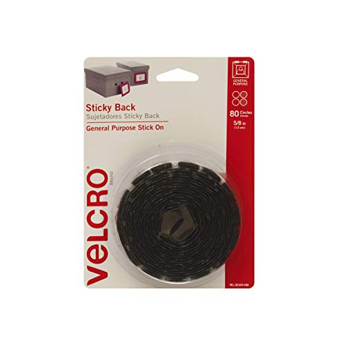 VELCRO Brand - Sticky Back Hook and Loop Fasteners | Perfect for Home or Office | 5/8in Coins | Pack of 80 | Black - Black - 80Pk - Coins - Dots