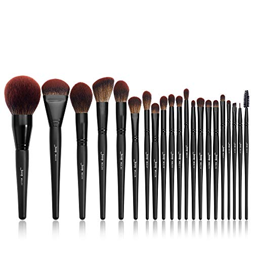 Jessup Makeup Brushes Set Premium Synthetic Powder Foundation Highlight Concealer Eyeshadow Blending Eyebrow Liner Spoolie Brush Set Black 21pcs T271 - A-21pcs