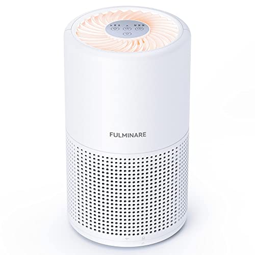 Air Purifiers for Bedroom, FULMINARE H13 True HEPA Air Filter, Quiet Air Cleaner With Night Light,Portable Small Air Purifier for Home, Office, Living Room - White - 1 Pack