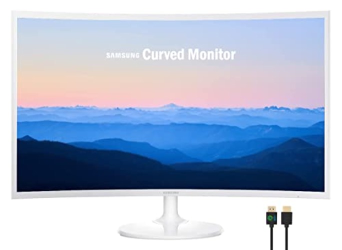 SAMSUNG 27” Curved 1080p Full HD Ultra Slim Computer Monitor, AMD FreeSync, HDMI, VGA, 4ms, VESA Mountable, NLY HDMI Cable, White - 27" Curved Full HD 1080p (White)