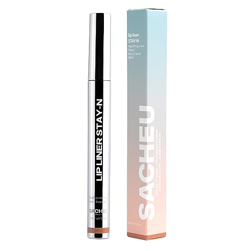Sacheu Lip Liner Stay-N - Peel Off Lip Liner Tattoo, Peel Off Lip Stain, Long Lasting Lip Stain Peel Off, Infused with Hyaluronic Acid & Vitamin E, p-INKED - 0.12 Fl Oz (Pack of 1) - p-INKED