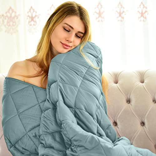 WONAP Weighted Blanket King Size - 100% Bamboo Viscose - 30 lbs 86"x92" King Size for Couples - Natural Cooling Bamboo with Premium Glass Beads - Cool Heavy Blanket for Adults - Lake Green - Bamboo 86"x92" | 30 Lbs - Lake Green