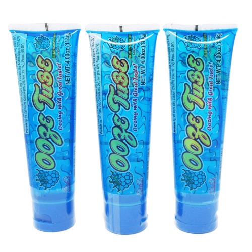 Set of 3 Kidsmania 4oz Ooze Tubes! Oozing Delicious Flavors - Blue Raspberry - Blue Raspberry 4 Ounce (Pack of 3)