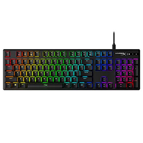 HyperX Alloy Origins - Mechanical Gaming Keyboard, Software-Controlled Light & Macro Customization, Compact Form Factor, RGB LED Backlit - Linear HyperX Red Switch (Black) - Full Size - HyperX Red - Black