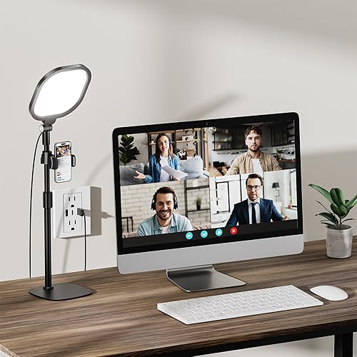 Zoom Lighting for Computer, Adjustable Desk Lighting for Video Calls, 30 Light Modes Video Conference Light, Desk Ring Light with Stand for Webcam, Meetings, Live Stream, Home Office. CRI 97.8 - Black-1 pack