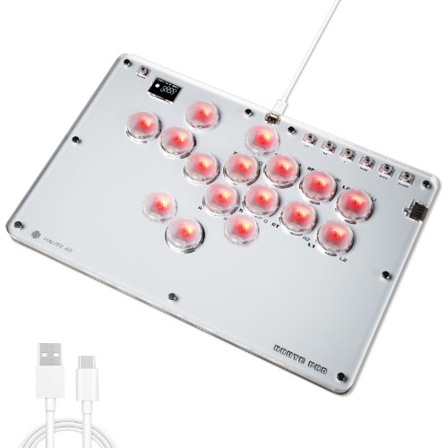 レバーレスアケコン 薄型ロープロ16ボタンレバーレスコントローラー 膝置き可 for PC/Switch/PS4 PS3 RGB LEDライトDIY ホットスワップ 天板広め 連射機能 格闘ゲームコントローラー 日本語説明書付き (T16 RGB) - T16