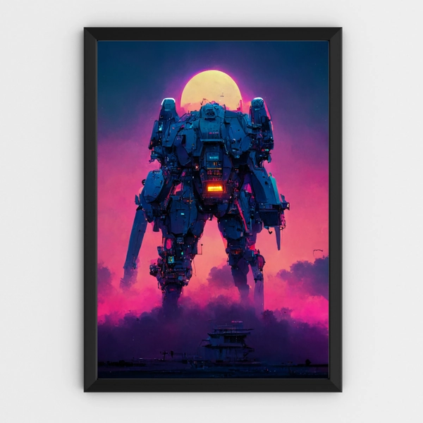 SYNTHWAVE MECHA, art print, poster, wall art, wall decor, digital art