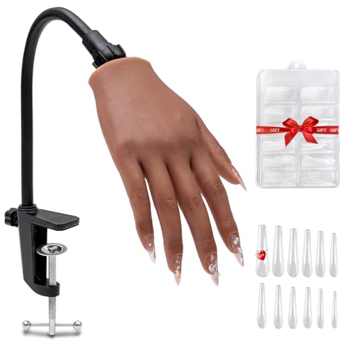 Veikmv Nail Silicone Practice Hand For Acrylic Nails Training Fake Hand Nail Art Practice Tools Hand Tattooed Nail Jewelry Showcase Supplies Manicure Beginners suits - #5 Right set