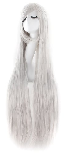 MapofBeauty 40" 100cm Anime Costume Long Straight Cosplay Wig Party Wig (Silver Gray)