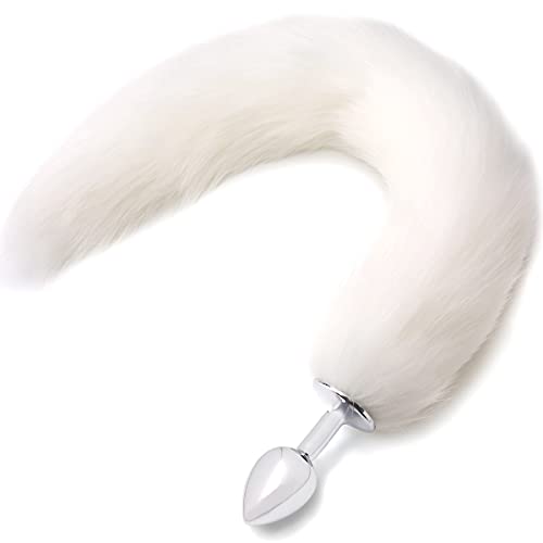 AKStore Fox Tail Anal Butt Plug Sex Toys for SM & Cospaly (White) - White