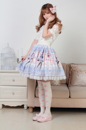 Milky Anime Print Skirt - XL