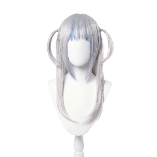 NUOQI Gawr Gura Cosplay Wig Anime Gura Silver Mixed Blue Cosplay Wig Women Girls Ponytails Hair Party Wigs - 