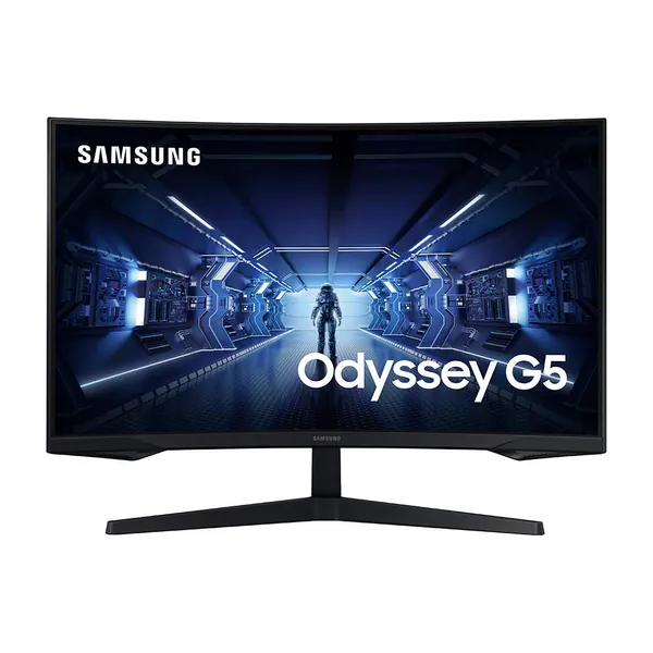 SAMSUNG 32” Odyssey G5 Gaming Monitor, WQHD (2560x1440), 144Hz, Curved, 1ms, HDMI, Display Port, AMD FreeSync Premium, HDR10, LC32G55TQWNXZA, Black - 32-inch QHD, 144Hz Flat