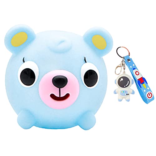 YoCosii Kids Decompression' Gifts, Squeeze Toy for Stress and Anxiety Relief, Talking Animal Sound Soft Ball Screaming Toy Laughs Tongue Out Play Bear Blue - Blue - Small