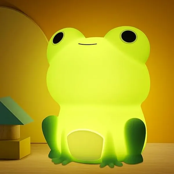 OkiyiD Frog Night Light, Frog Gifts for Girl, Frog Lamp Gifts Bedside Lamp for Nursery, ABS+SIL, Touch Control, Portable and Rechargeable Dimmable, Birthday Gifts for Boys Girls - Frog