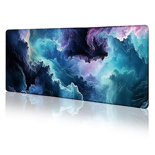 LIMKRIAN Galaxy Desk Mat, Extra Large Gaming - Stitched Edges Home Office Desk Accessories 31.5in - Galaxy