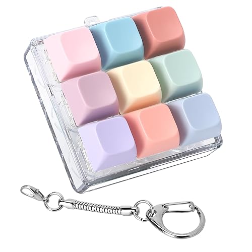 Axlksia Keyboard Fidget Toy, Fidget Clicker Keyboard Fidget Keychain, Button Fidget Gifts for Adults to Relieve Stress and Pass Time (Colorful) (Style C) - Style C