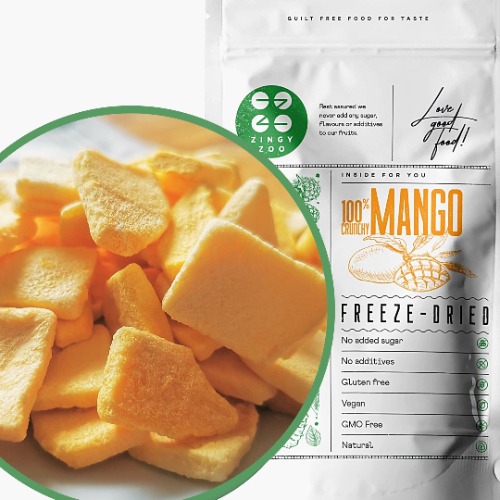 Frystorkat Mango | 100% Naturlig Torkad Frukt | Uttorkad Mangobitar | Inget Tillsatt Socker Frystorkad Frukt | Gefriergetrocknete Mango | Freeze Dried Fruit Mango Chunks ZingyZoo