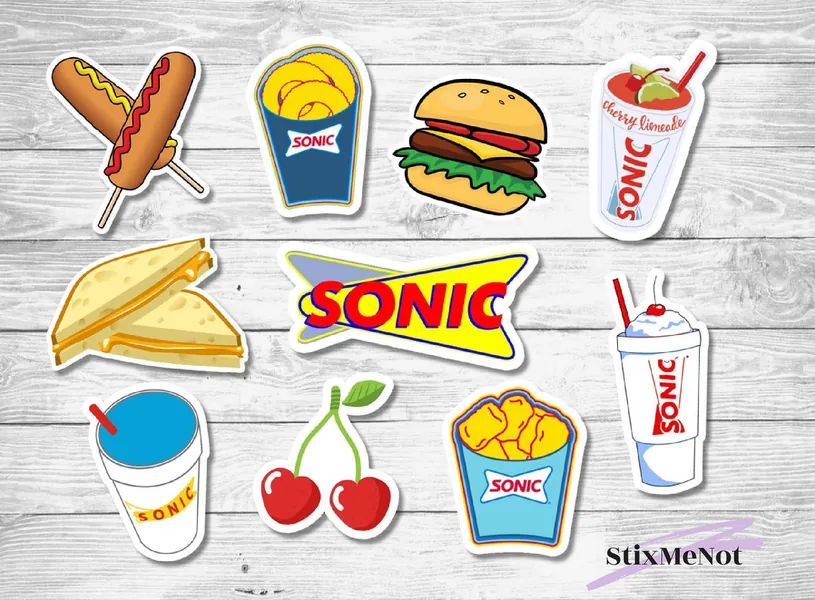 Set of 10 Sonic Drive-In Stickers (Die-Cut)