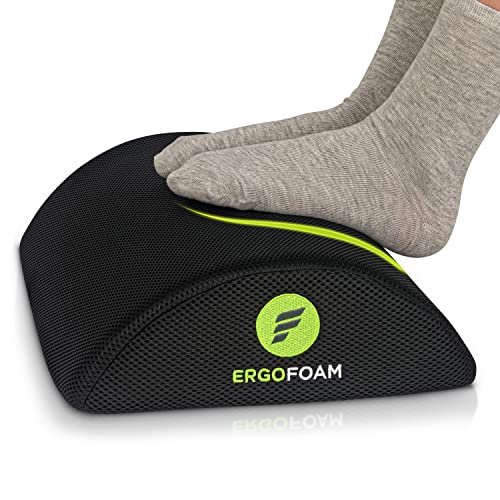ErgoFoam Foot Rest for Under Desk at Work - Premium Under Desk Footrest - Desk Foot Rest for Lumbar, Back, Knee Pain - Ergonomic Foot Stool Under Desk (Black, Mesh) - Black Mesh - Regular