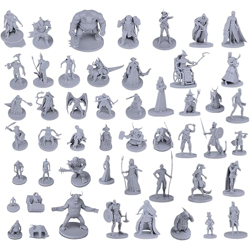 50 miniature uniche fantasy da tavolo RPG figure per Dungeons and Dragons, Pathfinder giochi di ruolo. Bulk non verniciato, ideale per D & D