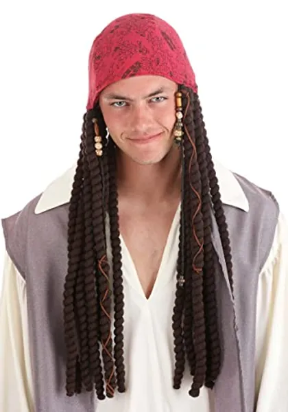 Disney Jack Sparrow Costume Pirate Scarf with Attached Dreadlocks - Standard