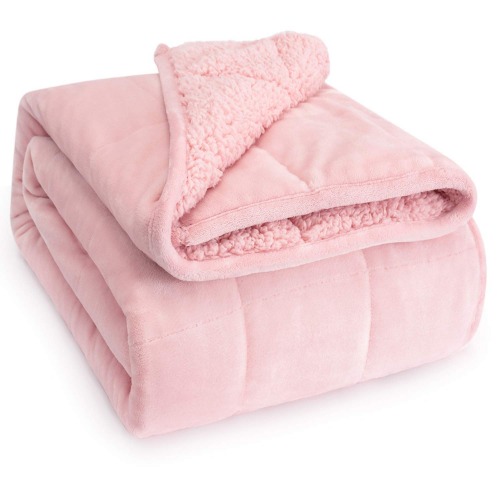 Sivio Sherpa Fleece Weighted Blanket for Adult, 15 lbs Heavy Fuzzy Throw Blanket with Soft Plush Flannel, Reversible Queen Size Super Soft Extra Warm Cozy Fluffy Blanket, 60x80 Inches Dual Sided Pink - 60" x 80" 15lbs Dual Sided Pink