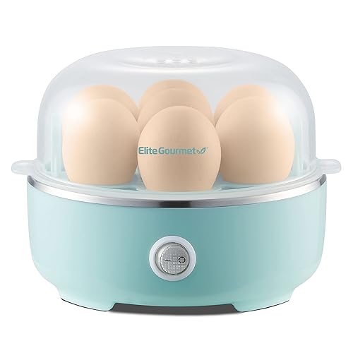 Elite Gourmet EGC115M Easy Egg Cooker Electric 7-Egg Capacity, Soft, Medium, Hard-Boiled Egg Cooker with Auto Shut-Off, Measuring Cup Included, BPA Free, Retro Mint - Retro Mint