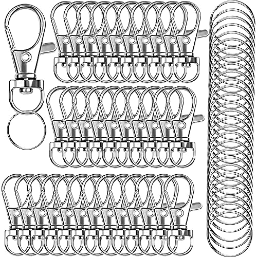 120PCS Premium Swivel Lanyard Snap Hook with Key Rings, Metal Hooks Keychain Hooks for Lanyard Key Rings Crafting…