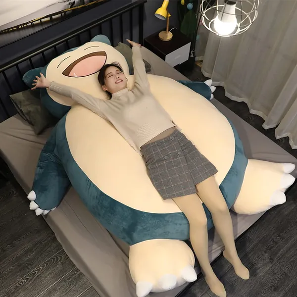 HCSXMY Snorlax Bean Bag Chair Cover - Unstuffed Snorlax Plush Toy with Zipper for Girlfriend Birthday Gift (150CM, Smile Face) - 150CM Smile Face