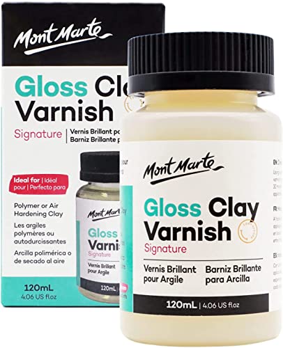 Mont Marte Clay Varnish Gloss Signature 120ml (4.05oz) Clay Sculpture Sealant, Glossy Clay Varnish, Varnish for Polymer or Air Hardening Clay, Clear Gloss Varnish for Clay.