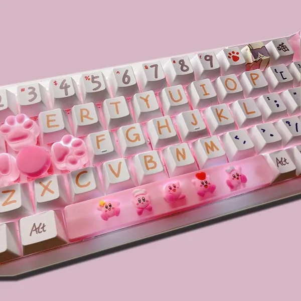Cherry Pink KeyCap Set, Kawaii Keycap Set, Cherry Profile PBT Subdye Keycap, Personal Keyboard Keycap, Gaming Mechanical Keyboard Keycap