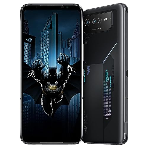 ASUS ROG Phone 6 Batman Edition Cell Phone, 6.78” FHD+ 2448x1080 165Hz, 6000mAh Battery, 50MP/13MP/5MP Triple Camera, 12MP Front, 12GB RAM, 256GB Storage, 5G LTE Unlocked Dual SIM, AI2201-12G256G-BM - BATMAN Edition - 12GB RAM - 256 GB - 5G