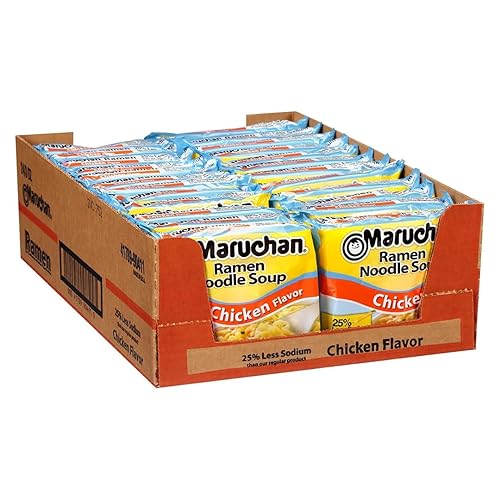 Maruchan Ramen Less Sodium Chicken, Instant Ramen Noodles, Ready to Eat Meals, 3 Oz, 24 Count - Less Sodium Chicken