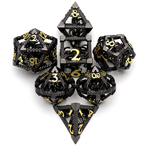 DND Dice, Dungeons and Dragons Dice Metal Dice Set Polyhedral Role Playing D&D Dice HNCCESG Hollow Cthulhu Dice Gaming D and D Dice for Table Game RPG Pathfinder Warhammer Shadowrun (Black) - Cthulhu Black