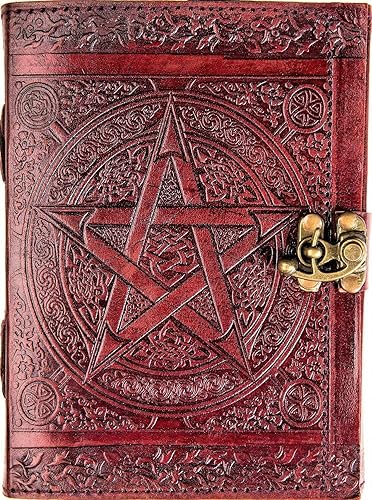 Urban Leather Star Pentagram Journal für Männer und Frauen Grimoire Wicca Witchcraft Book of Shadows Zeichnung Skizzenbuch Scrapbook Unlinierte Seiten