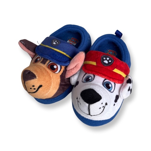 Paw Patrol Plush Kids Slippers - Chase and Marshall - 5-6