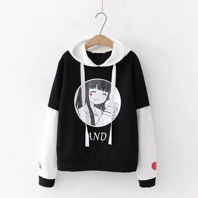 Anime Girl Hoodie - Black