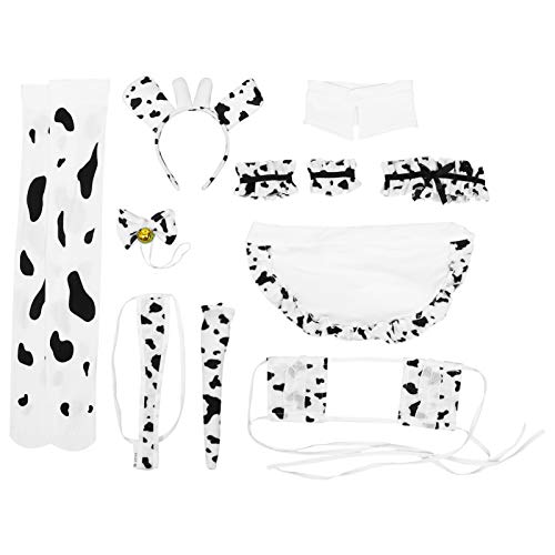KESYOO 12Pcs Sexy Cow Cosplay Costume Kawaii Outfit Anime Mini Milk Bikini Lingerie Set for Women Female