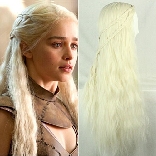 Rise World Wig New 70cm Long Full Curly Wavy Cosplay Wig Light Blonde Party Wig Halloween Wig Daenerys Targaryen - Light Blonde