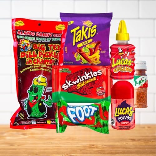 TikTok Chamoy Pickle Kit: Includes the Original Tik Tok Challenge Big Tex Chamoy Pickle, Takis, Tajin, Fruit by the Foot, Salsagheti Watermelon, Lucas Gusano Chamoy, and Lucas Polvos Chamoy - Spicy, Sweet, and Totally Trending!