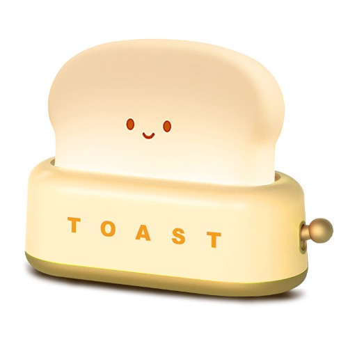 QANYI Small Table Lamp, Cute Toast Bread LED Bedroom Nightstand Light with Timer and Rechargeable, Cool Birthday Gift for Baby Kids Children Girls Boys. Apricot Yellow - Yellow